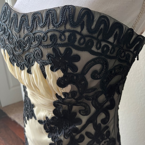 Sue Wong Cream and Black Strapless Dress - Picture 7 of 9